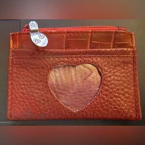Brighton Red Pebbled Leather ID Wallet